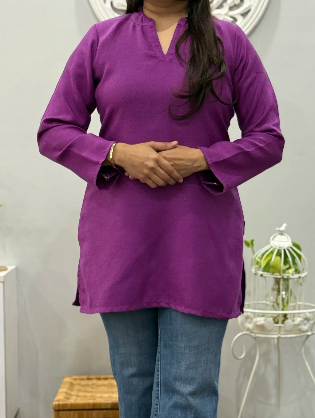 Winter Short Kurti Purple
