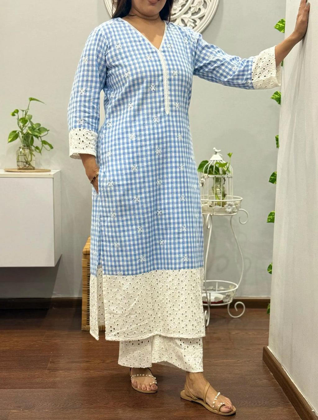 Vintage Checks Kurta Palazzo Set 2