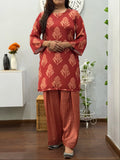 Rust Bloom Kurta With Farshi Salwar