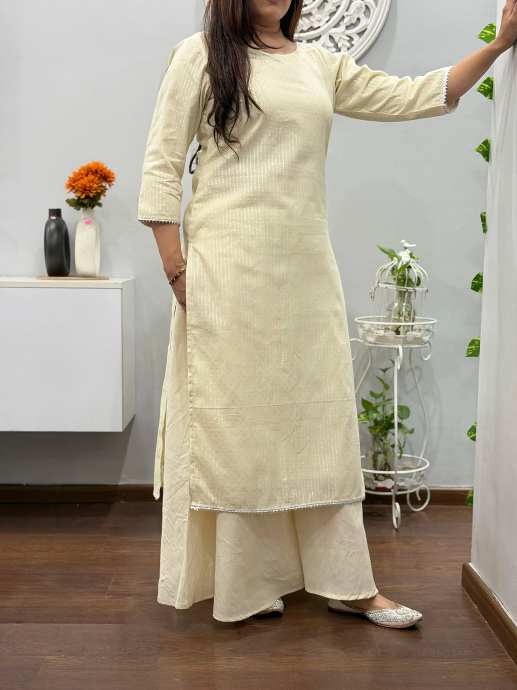 Ivory Glow Kurta Palazzo Set