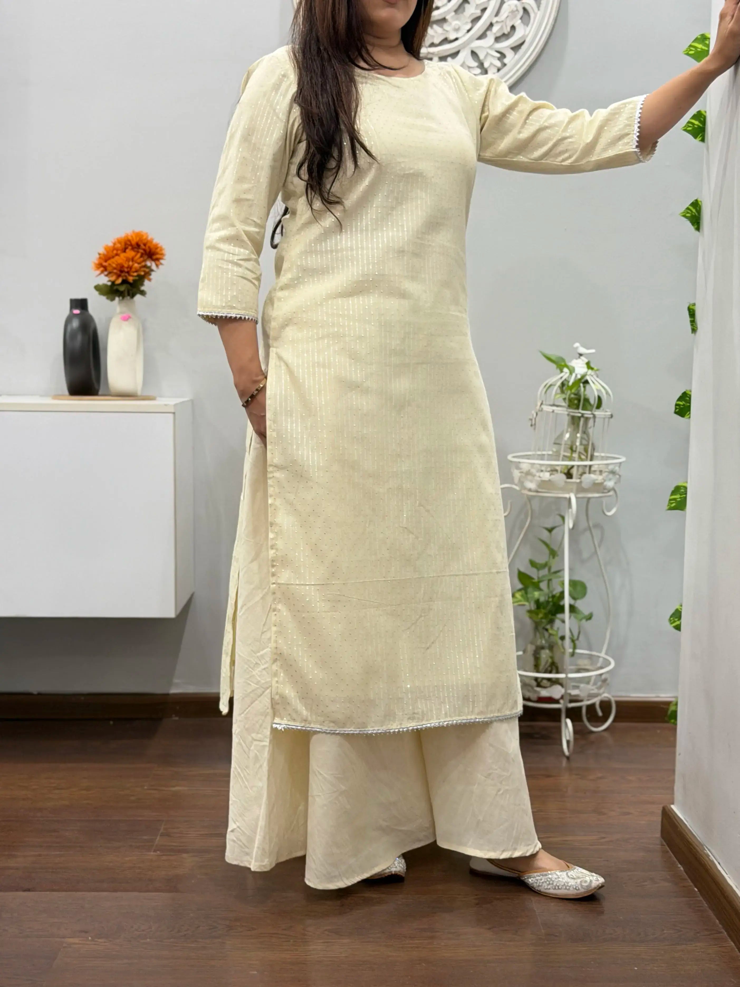 Ivory Glow Kurta Palazzo Set