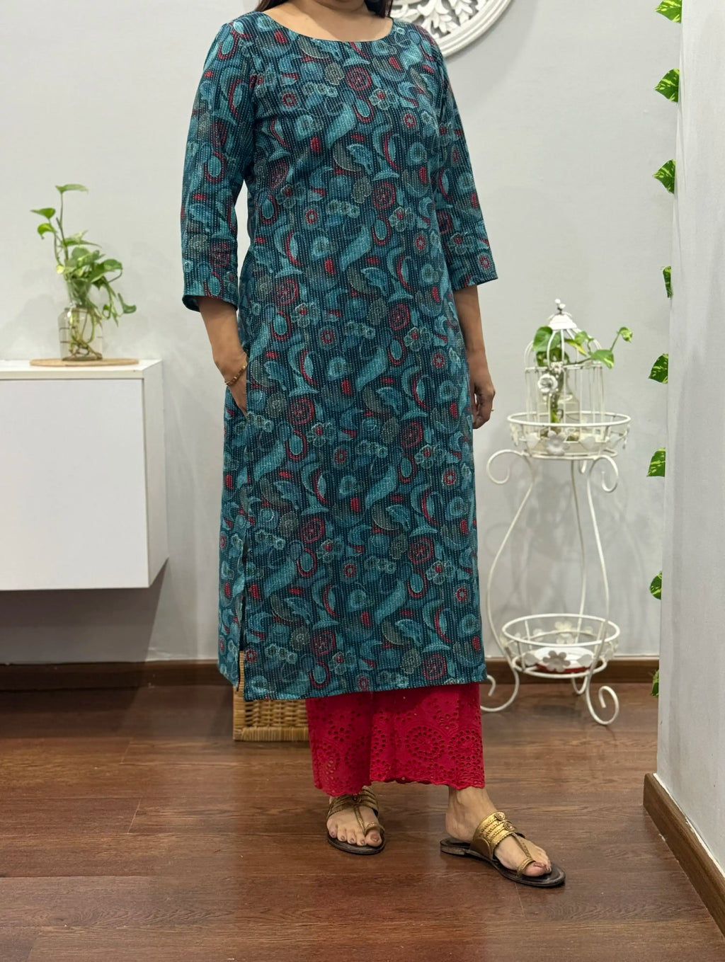 Teal Bloom Kurta Palazzo Set 2