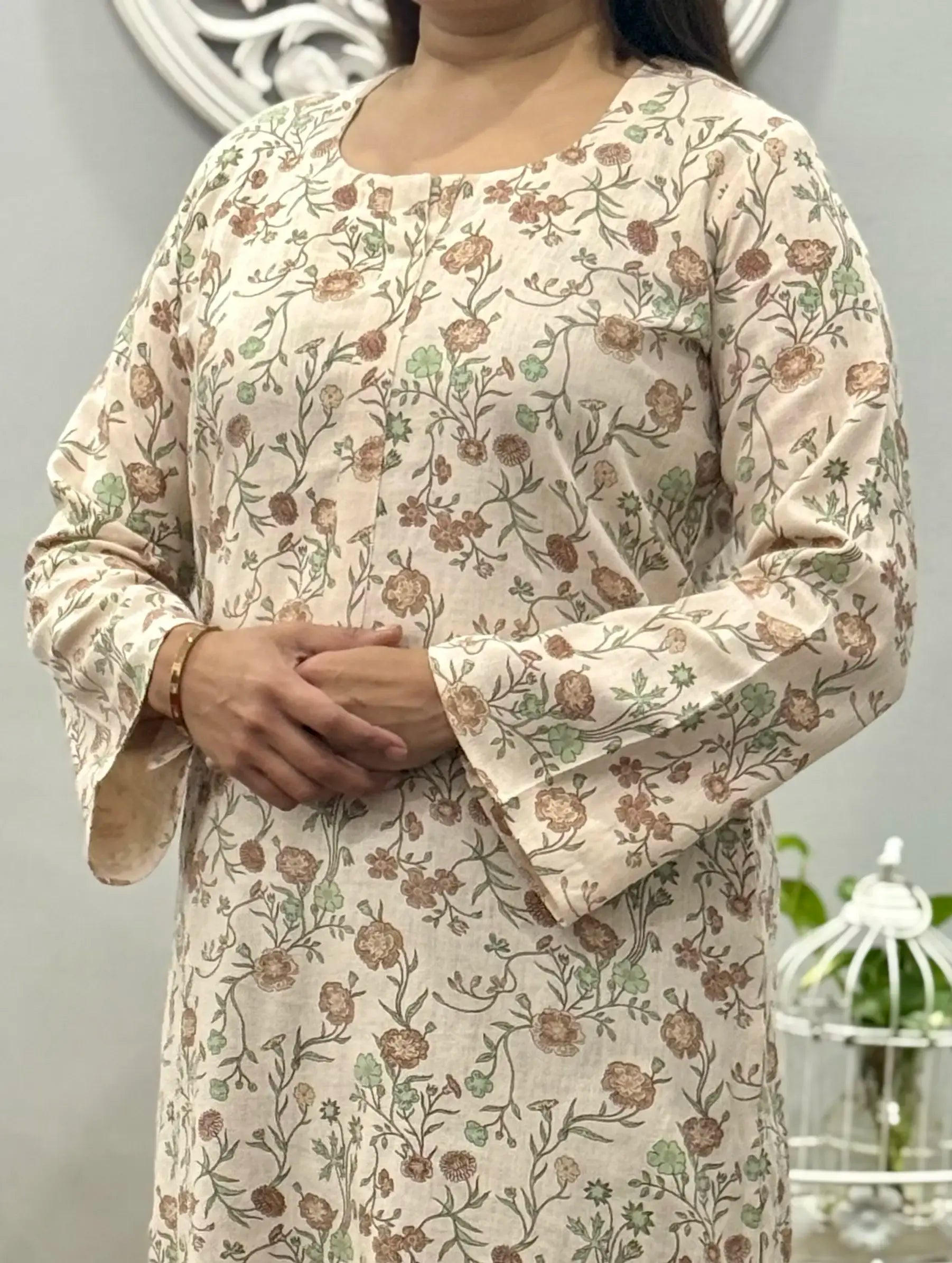 Mocha Florals Kurta Palazzo Set 3