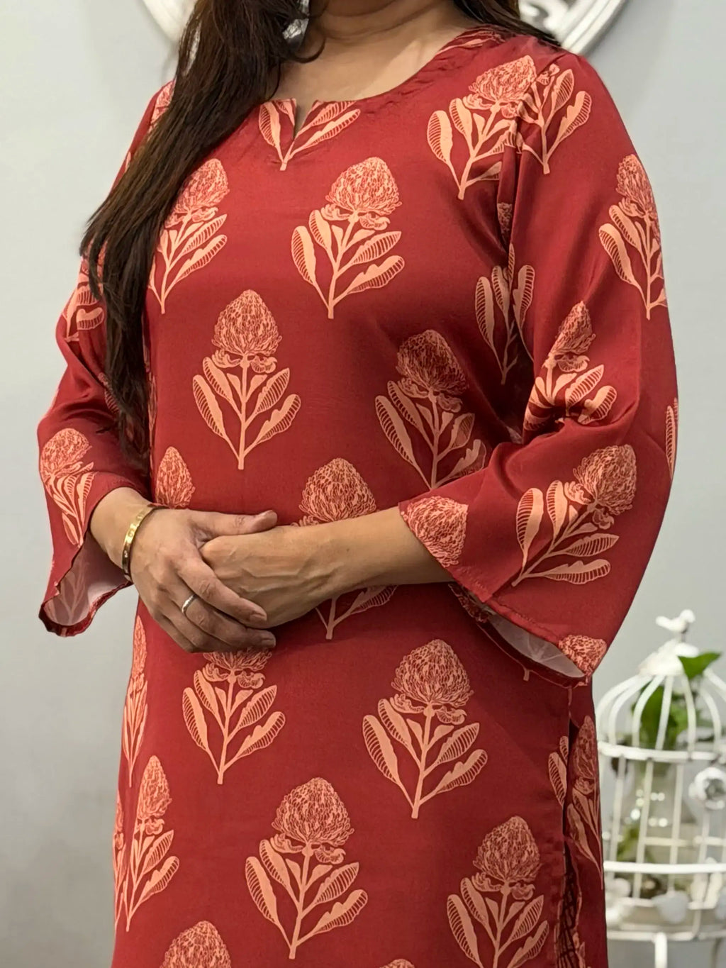 Rust Bloom Kurta With Farshi Salwar 3