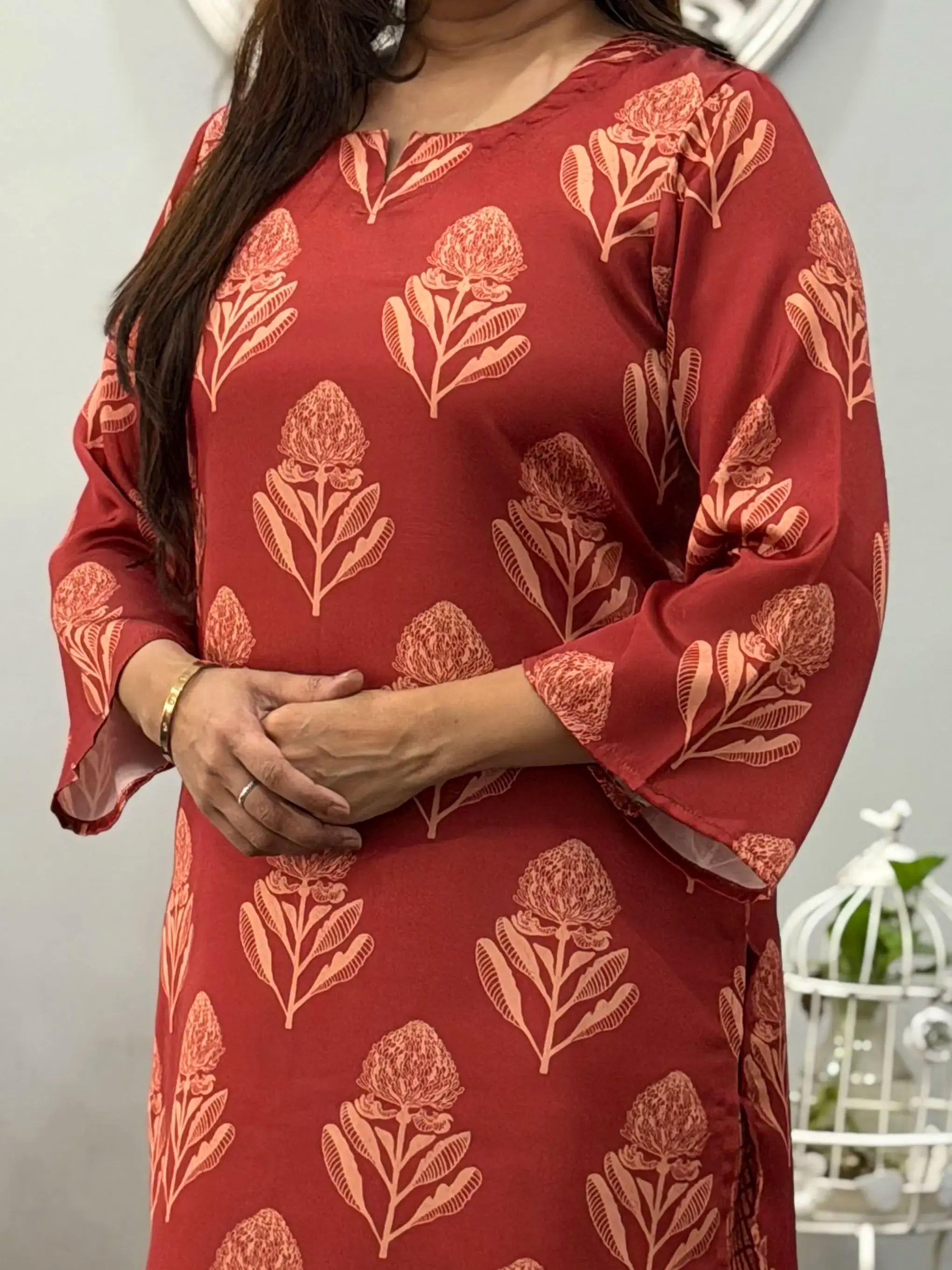 Rust Bloom Kurta With Farshi Salwar 3