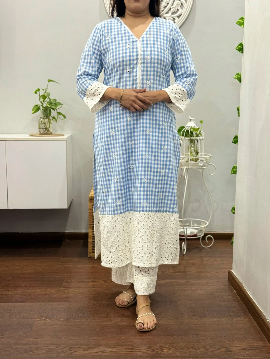 Vintage Checks Kurta Palazzo Set
