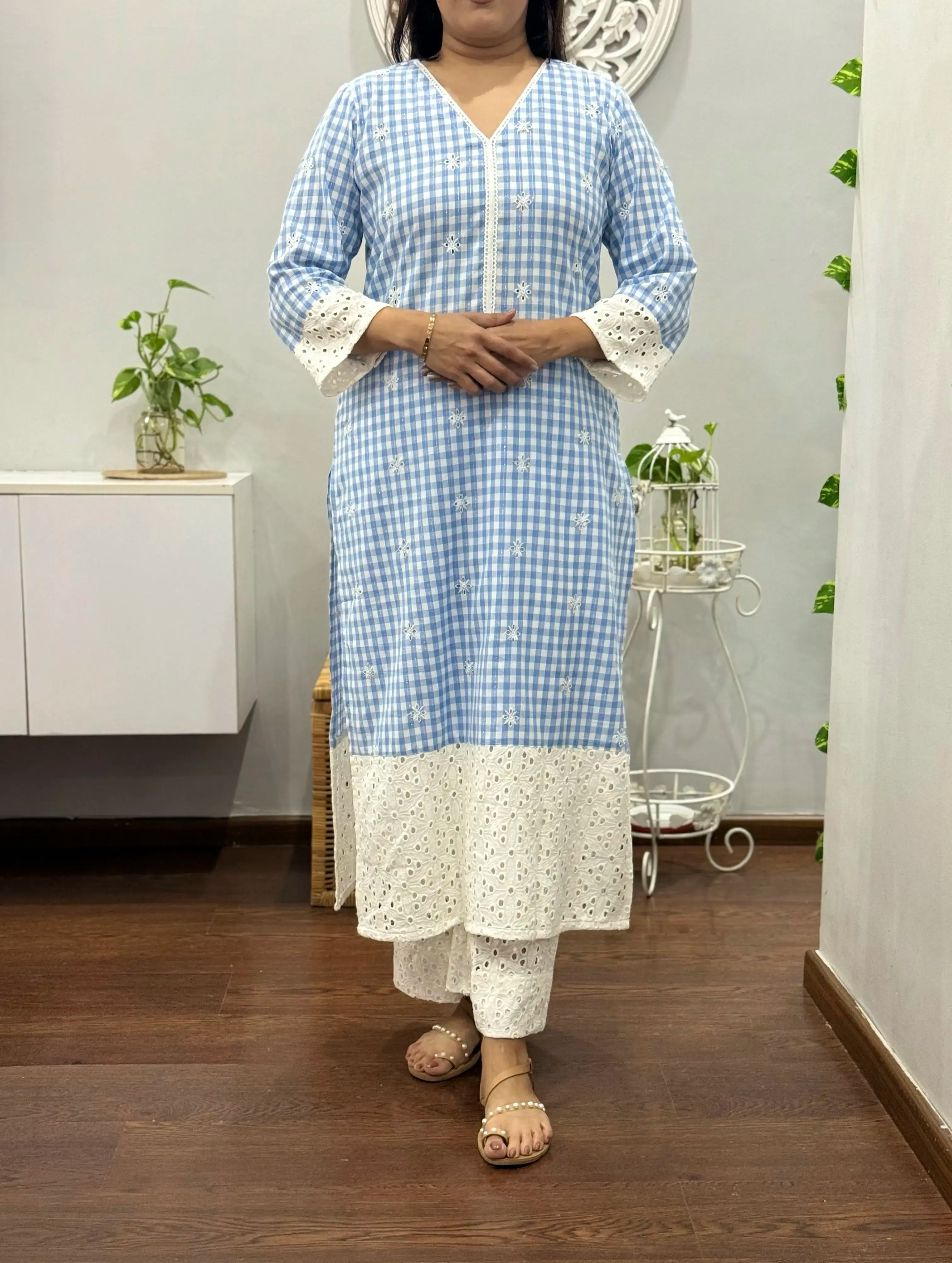 Vintage Checks Kurta Palazzo Set