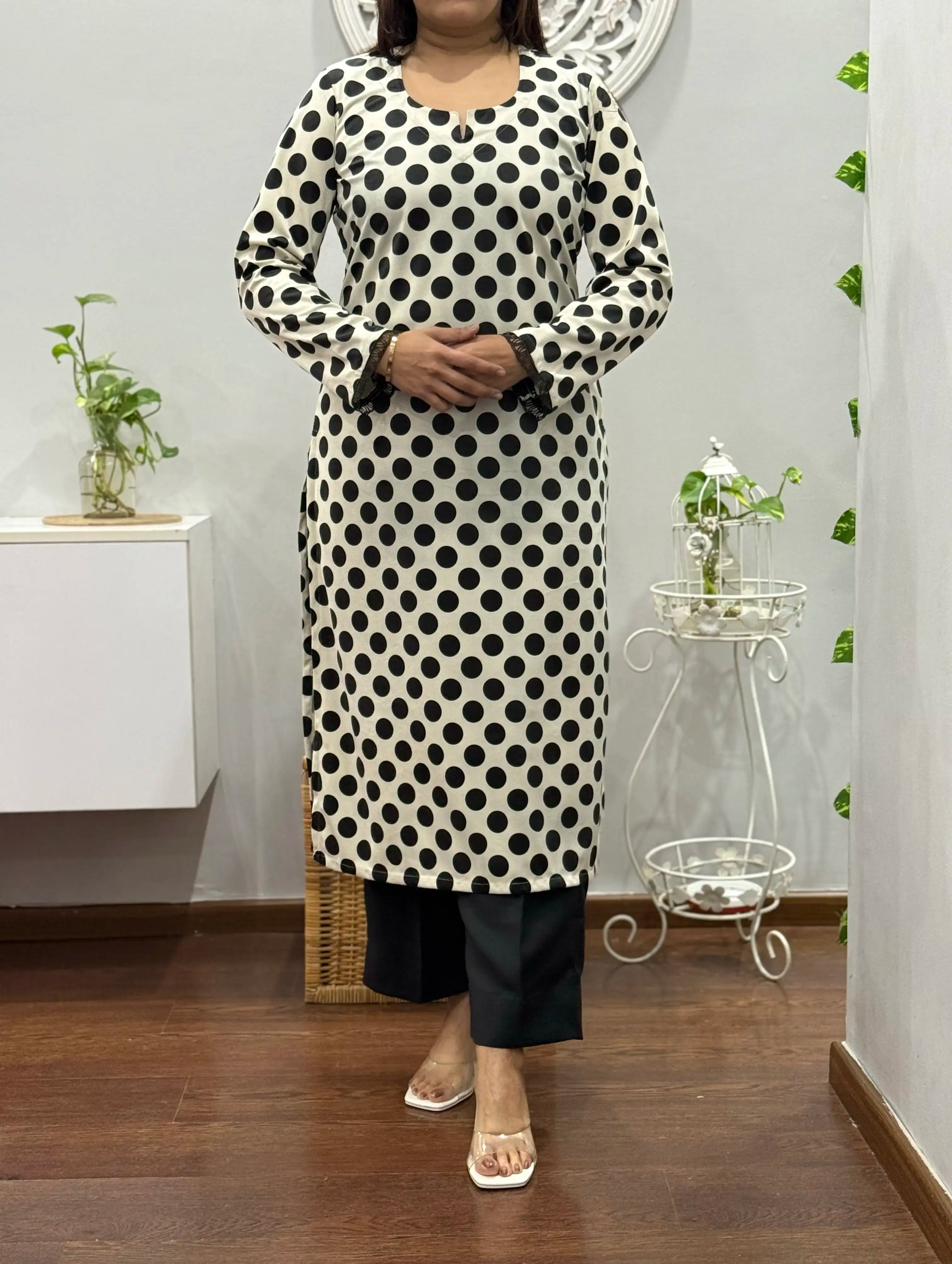 Polka Delight Winter Kurta Palazzo Set