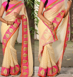 Beige Color Georgette Saree - Ethnicyug