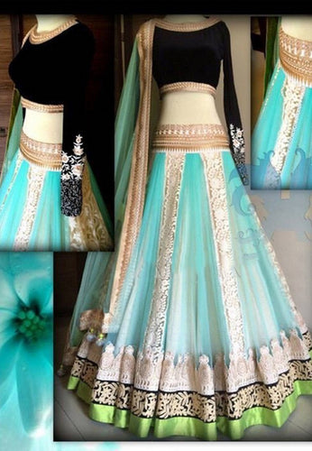 Aqua Color Net Lehenga - Ethnicyug