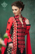 Black & Red Indian Pakistani Bollywood Designer Georgette Salwar Kameez Ethnic Party Wear - Ethnicyug