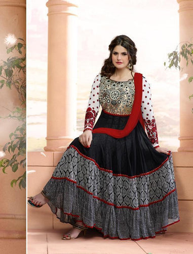 Black & White Indian Pakistani Bollywood Designer Georgette Salwar Kameez Ethnic Wear - Ethnicyug