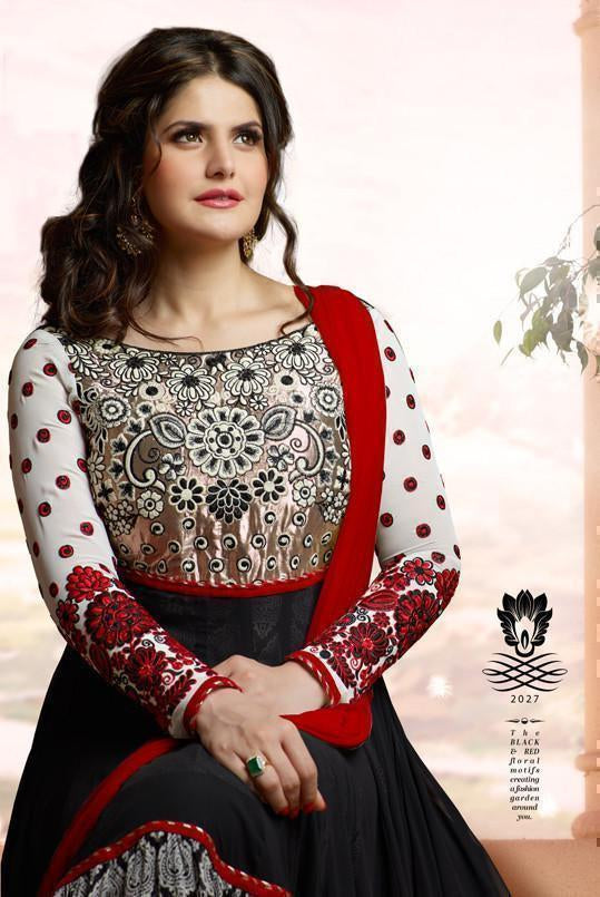 Black & White Indian Pakistani Bollywood Designer Georgette Salwar Kameez Ethnic Wear - Ethnicyug