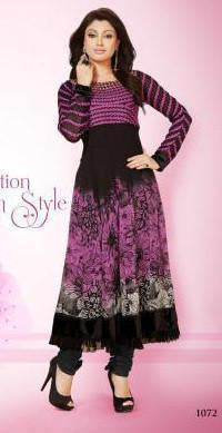 Black & Purple Indian Pakistani Bollywood Designer Georgette Salwar Kameez Ethnic Wear - Ethnicyug