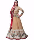 Beige Embroidered Faux Georgette Anarkali salwar suit - Ethnicyug