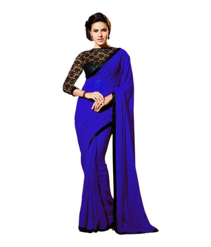 Best Georgette Blue Hotstar Party wear Saree Order Online - Ethnicyug