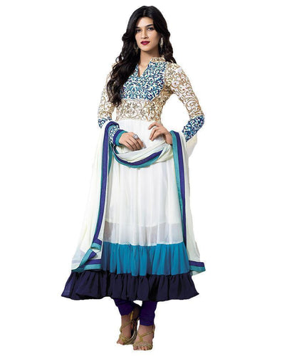 Best Selling Stunning Blue White Designer Anarkali Suit - Ethnicyug