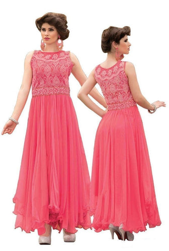 Best Designer Pink Indian- Pakistani Fancy Anarkali Gown - Ethnicyug