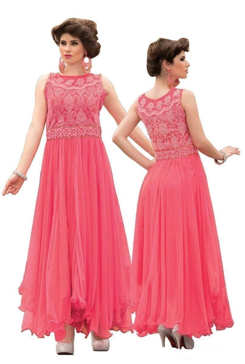 Best Designer Pink Indian- Pakistani Fancy Anarkali Gown - Ethnicyug
