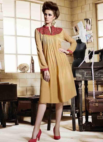 Beige Kurtis Readymade Embroidered - 34071 - Ethnicyug