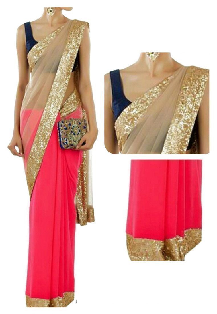 Beige Color Net Saree - Ethnicyug