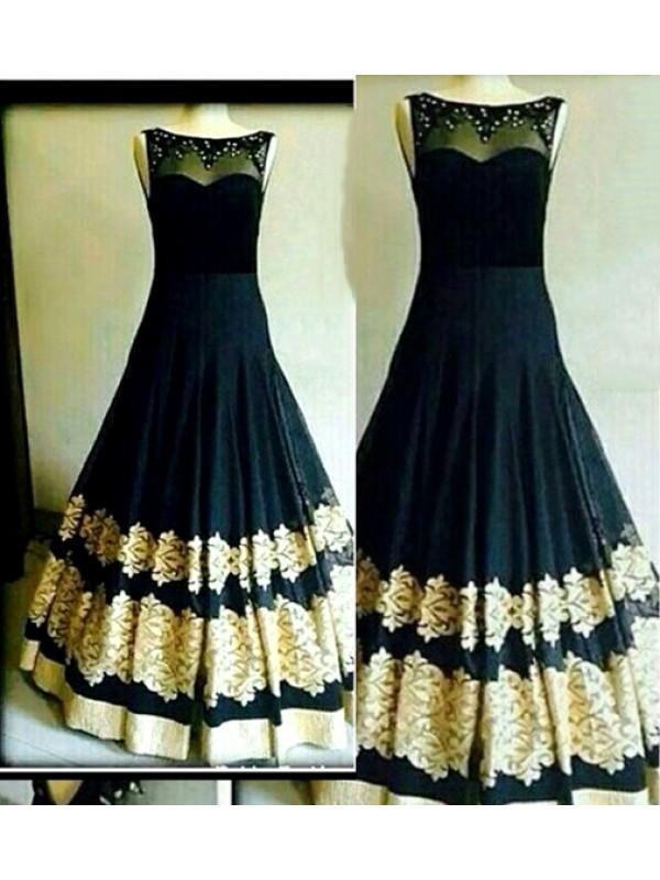 Black Color Georgette Gown - Ethnicyug