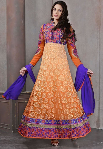 Alluring Orange Color Wedding Wear Designer Anarkali Suit - Ethnicyug