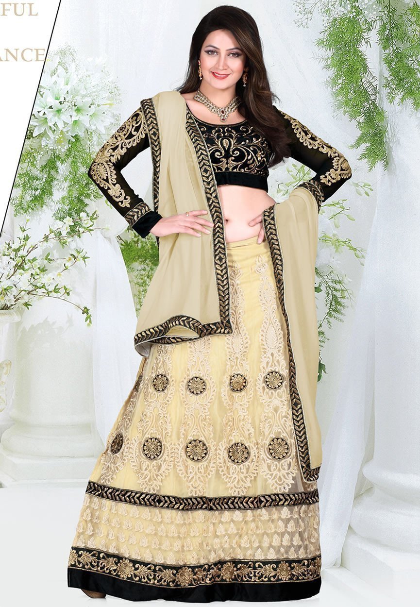 Beige Color Net Designer Lehenga Choli - Ethnicyug