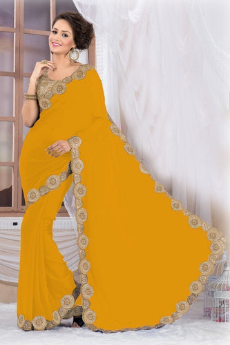 Beautiful Yellow Georgette Saree EBSFS16510 - Ethnicyug