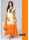 Beautiful Shaded Orange & White colour Anarkali suit - Ethnicyug
