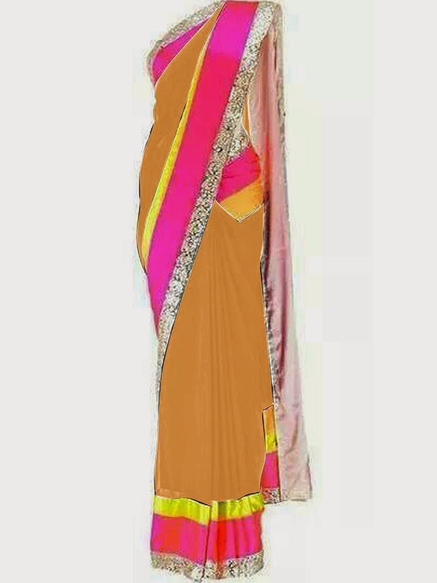 Beige Color Georgette Saree - Ethnicyug