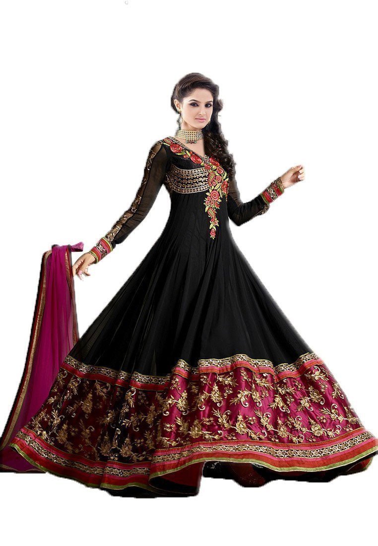 Black Color Georgette Anarkali Suit - Ethnicyug